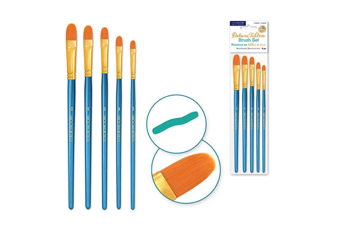 Deluxe Taklon Brush Set: Filbert x5 [AB320B]