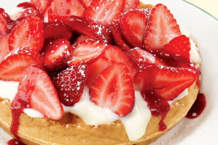Waffle with strawberries