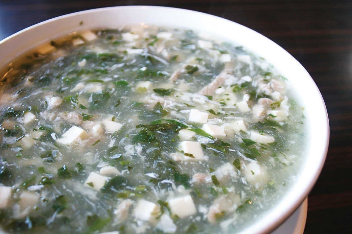 Chinese Spinach Soup with Tofu and Shredded Pork 薺菜肉絲豆腐羹