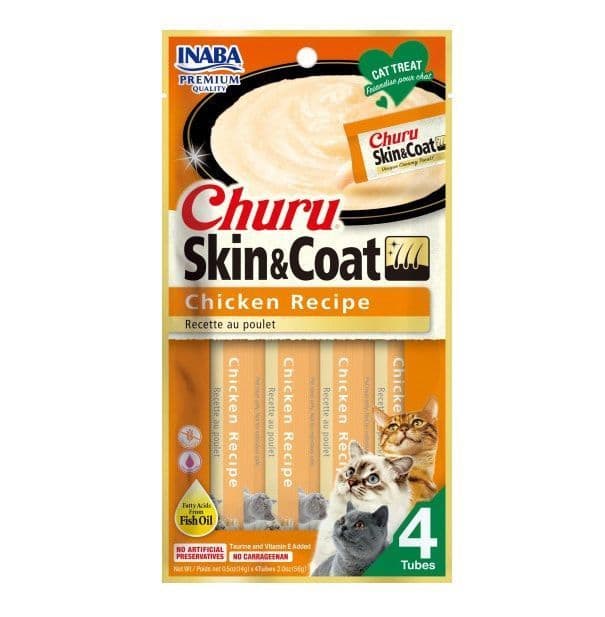 Inaba Cat Churu Skin & Coat Chicken Recipe (4 Tubes)