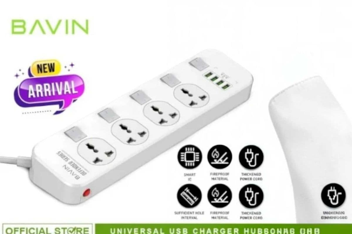 Bavin 4 USB And 3 Power Socket
