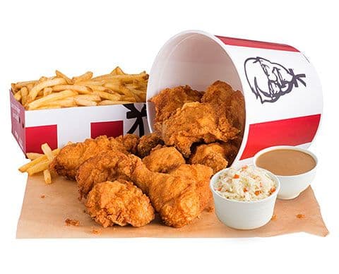 10 PIECE BUCKET AND 3 LARGE SIDES