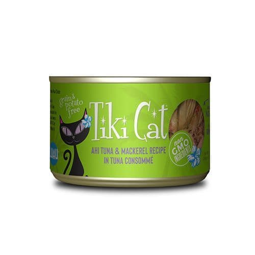Tiki Cat Luau Ahi Tuna & Mackerel Recipe in Tuna Consommé Wet Cat Food 6 oz