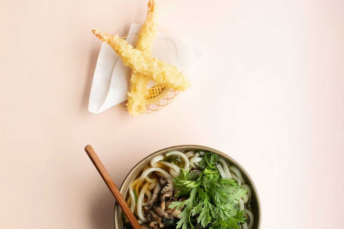 Udon and Shrimp tempura