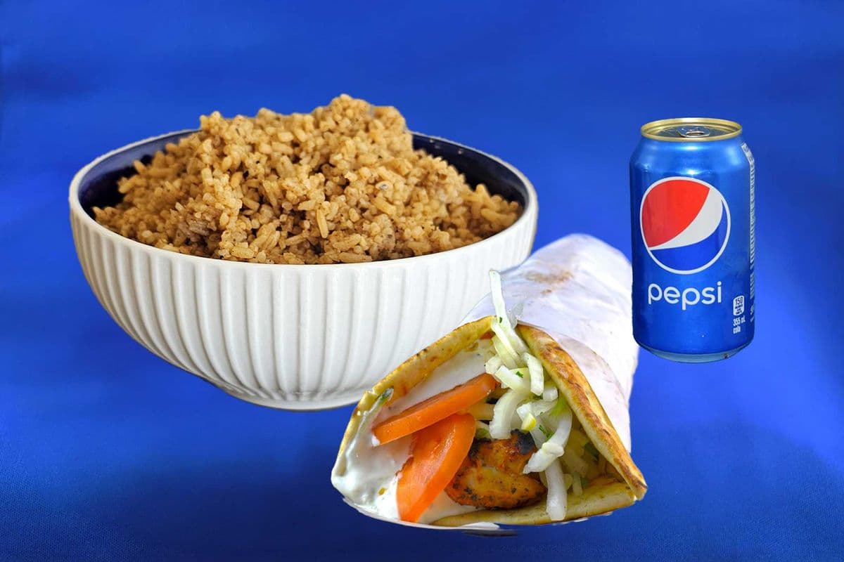 Trio Pita + Riz Souvlaki/Souvlaki Rice