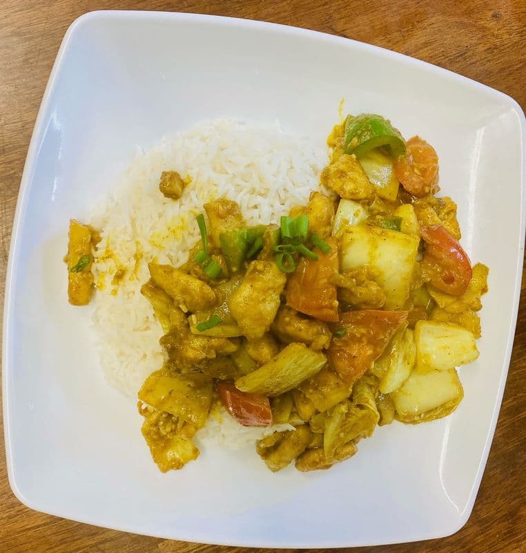 10. Curry Chicken and Steam rice