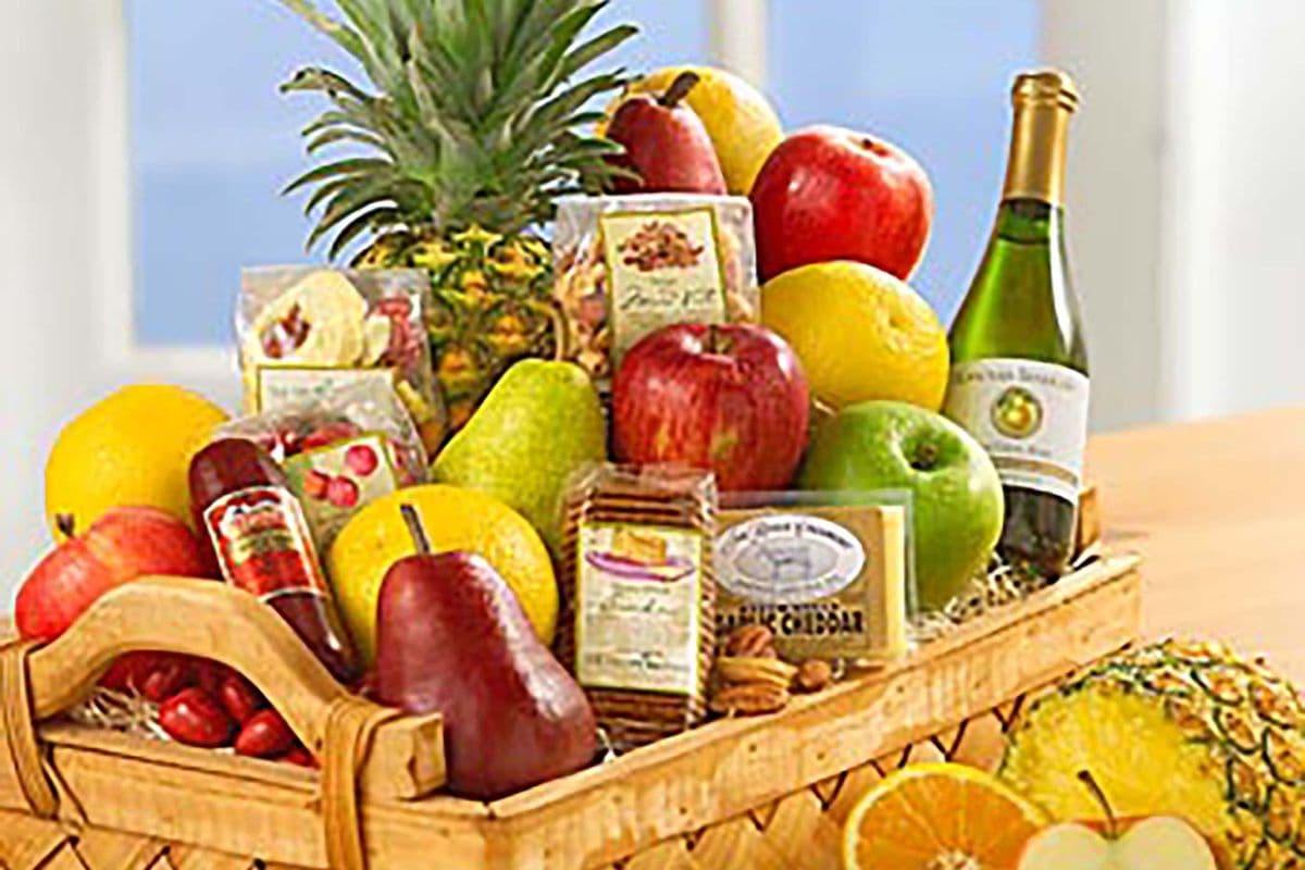 Fruit, Snacks, Cheese, and Wine