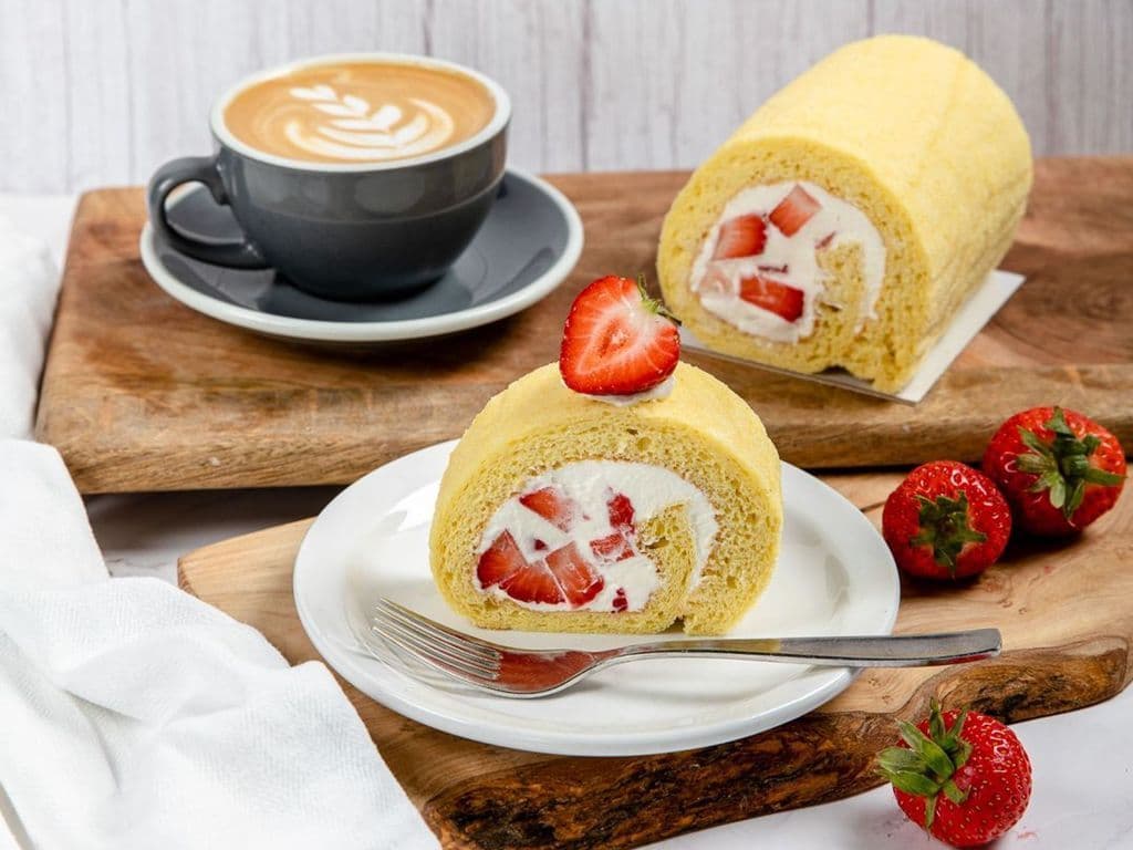 Strawberry Roll Cake Slice