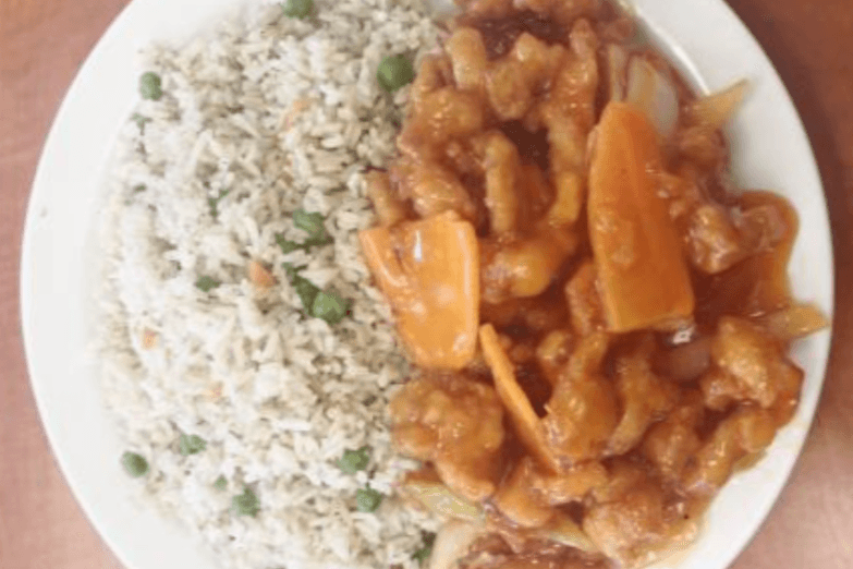 A2. Sweet-and-Sour Chicken with Fried Rice