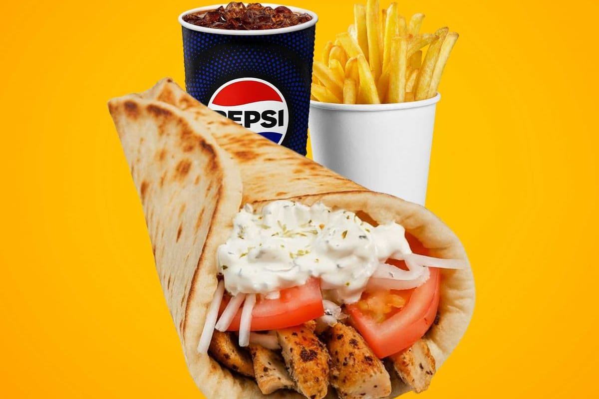Trio 6-1 pita au poulet, frites, et 1 breuvage