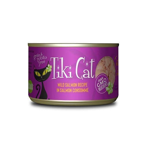 Tiki Cat Luau Wild Salmon Recipe in Salmon Consommé Wet Cat Food 6 oz