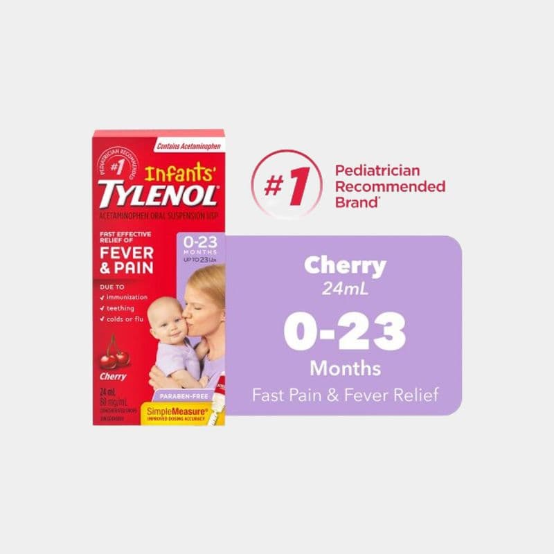 Tylenol Infants Medicine, Fever & Pain Drops, Cherry (24ml)