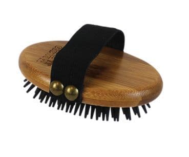 Bamboo Groom Curry Brush (Rubber Bristles)