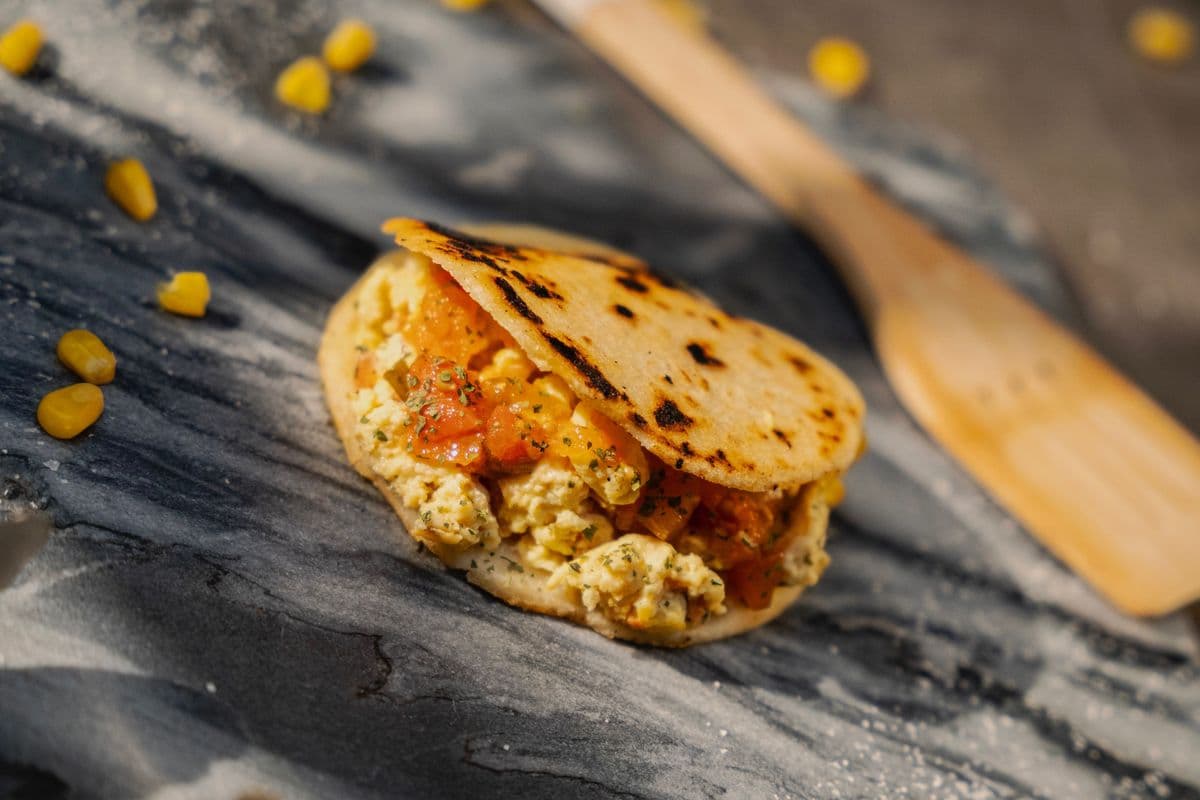 Scrambled Egg Stuffed Arepa