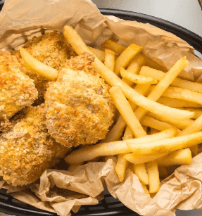 * Deep Fried Chicken Nuggets with French Fries