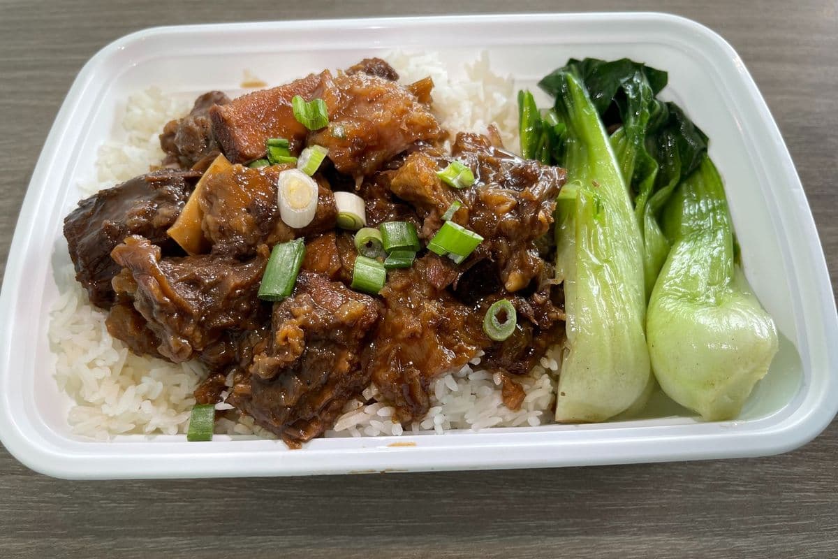 Beef Tendon and Brisket with Vegetables on Rice