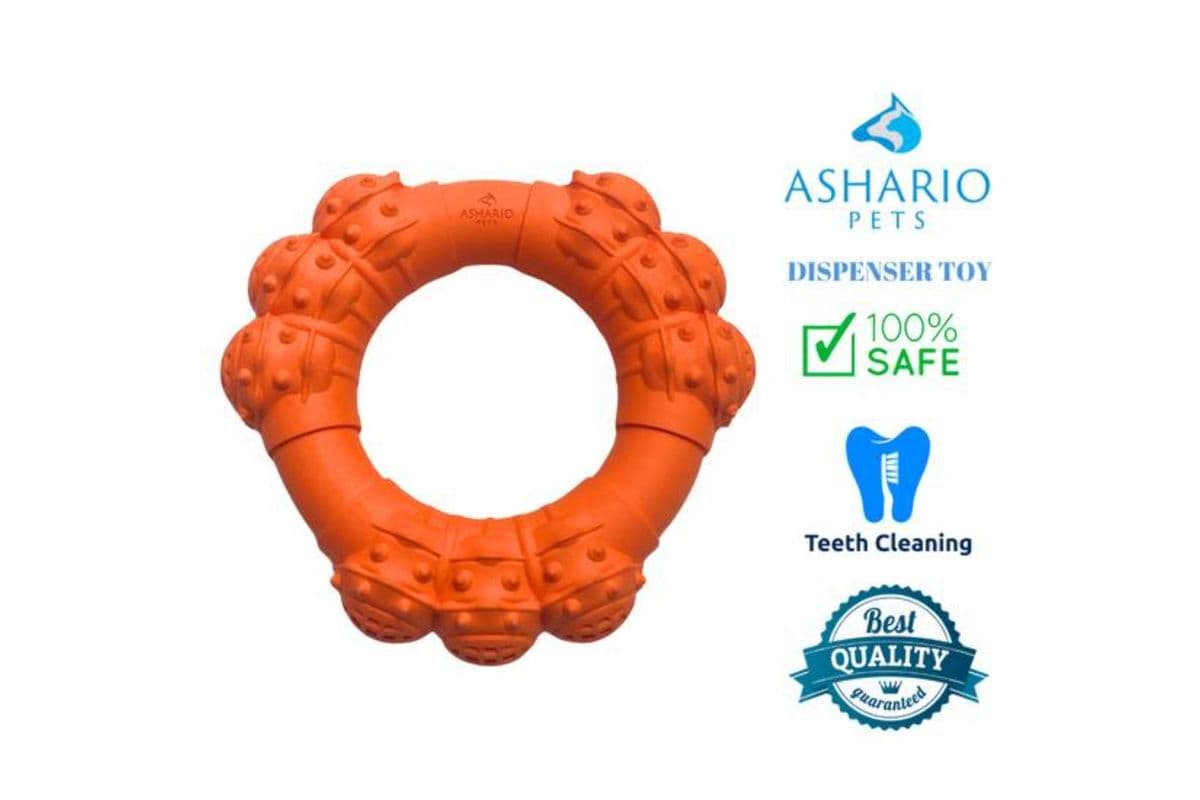 Ashario Pets Dispenser Dog Toy Teeth Cleaning Ring Large