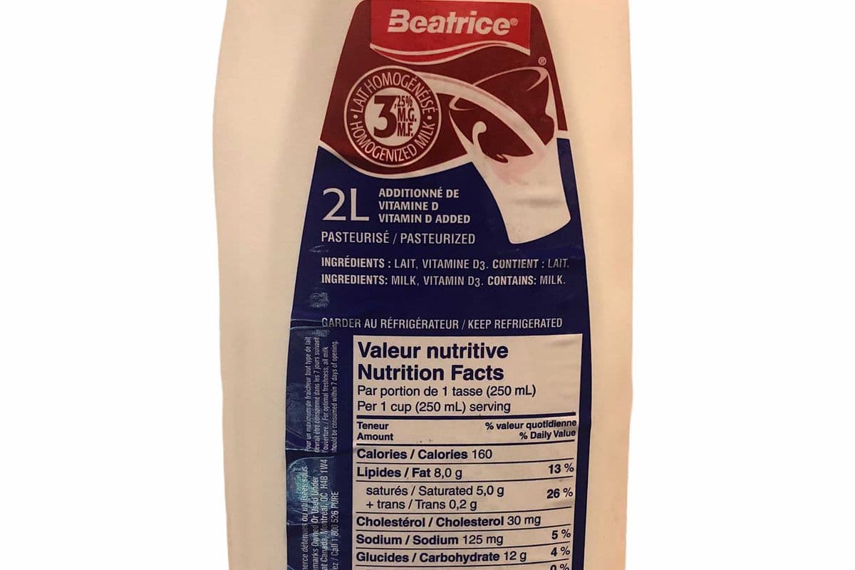 2L lait 3,25% / 2L Milk 3.25%
