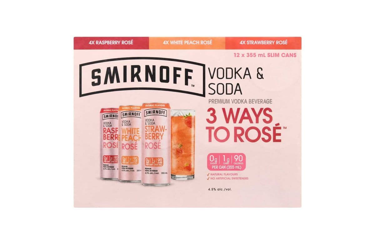 Smirnoff Vodka and Soda Rose Variety Pack (12 x 355ml)