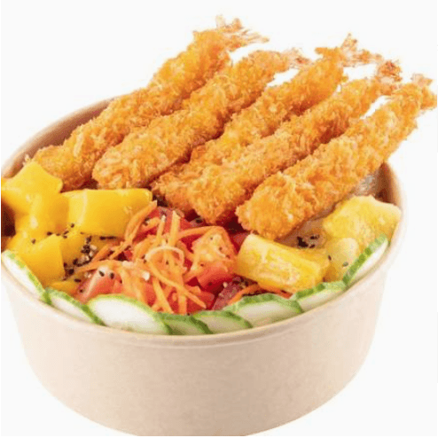 R4-Crevette tempura( crevettes tempura+riz+salade hawaïenne)/ shrimp tempura 