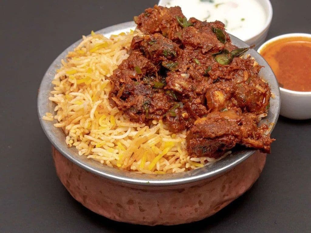 Ghee Roast Mutton Biryani (Boneless)