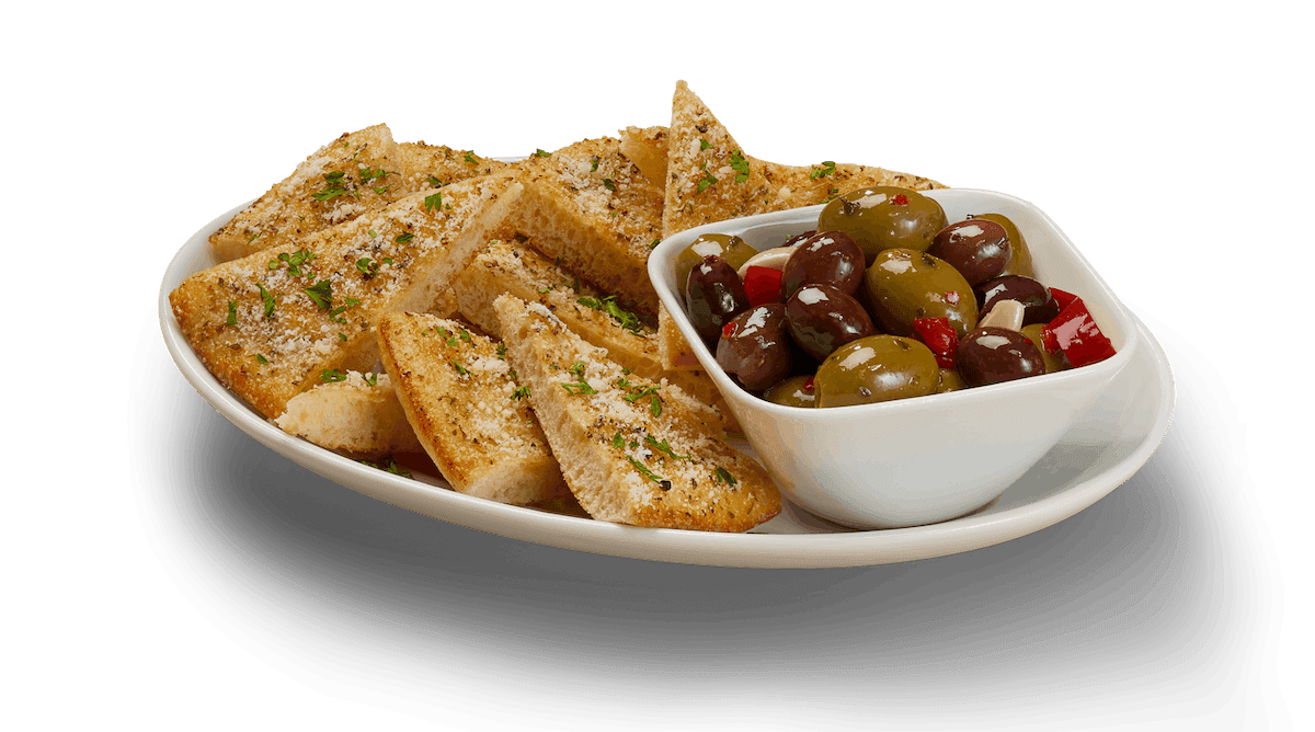 Olives tièdes et pain pizza / Warm Olives & Pizza Bread