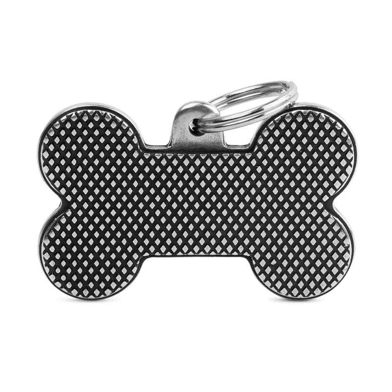MyFamily Big Bone Bronx Rhombus Antique Silver Engraved Tag