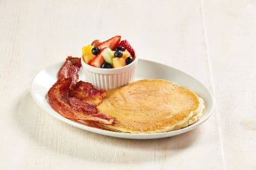 Pancake, Fruit, Bacon