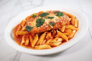 Chicken Parm and Penne Pasta