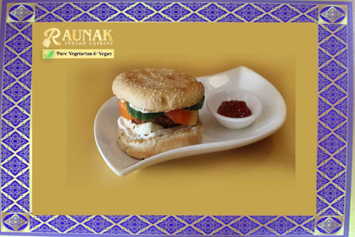 Aloo Tikki Burger with fries