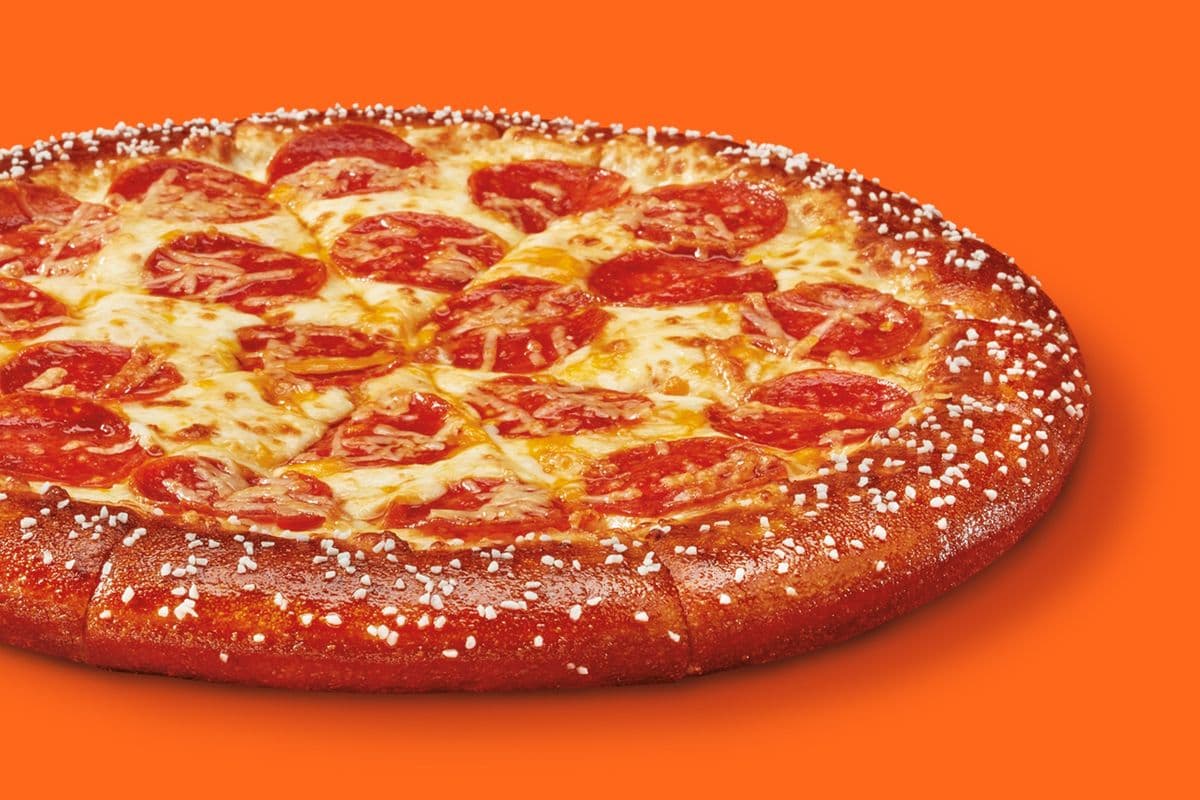 Medium Pepperoni Pretzel Crust Pizza made with Pizza Sauce