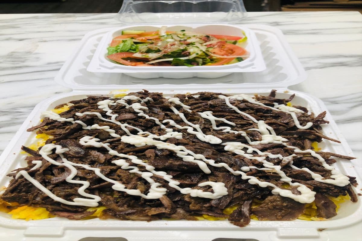 Beef Shawarma on Rice with Salad / Fries