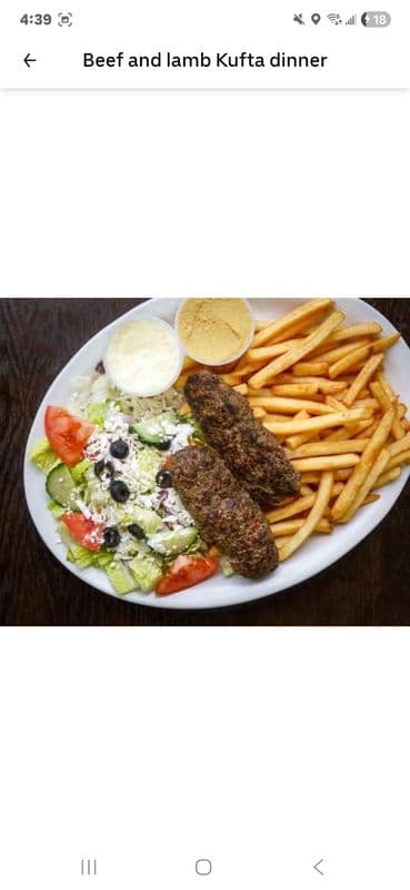 Two Pieces Beef and Lamb Kufta Dinner