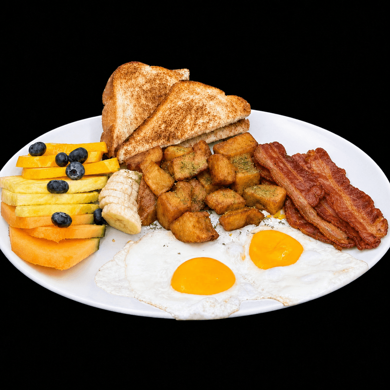 Deux (2) oeufs, deux (2) viandes / Two (2) eggs, two (2) meats