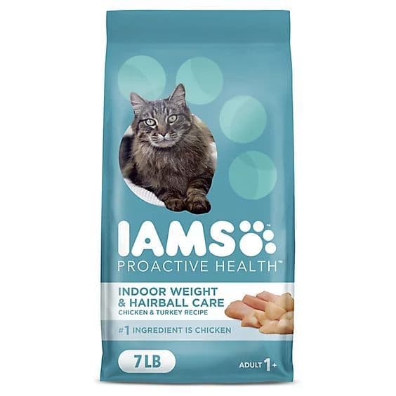 IAMS Proactive Health Adult Indoor Weight Control & Hairball Care Dry Cat Food with Chicken & Turkey Cat Kibble