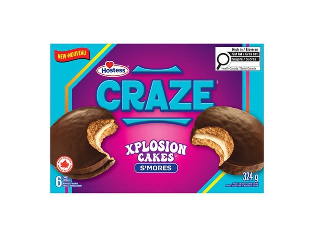 Hostess Craze Xplosion Cakes Smores 6 Pack 324g Marshmallow Chocolate Snack Cakes