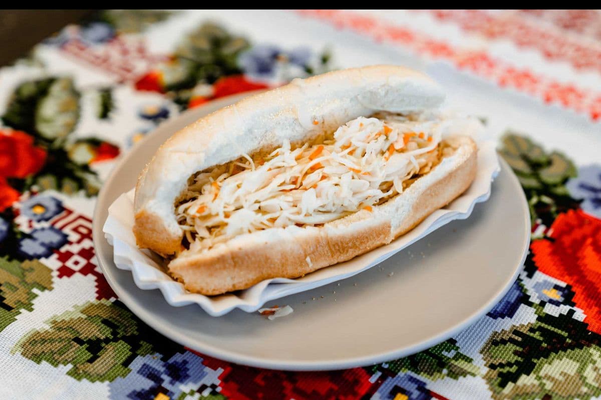 Sauerkraut sausage in a bun