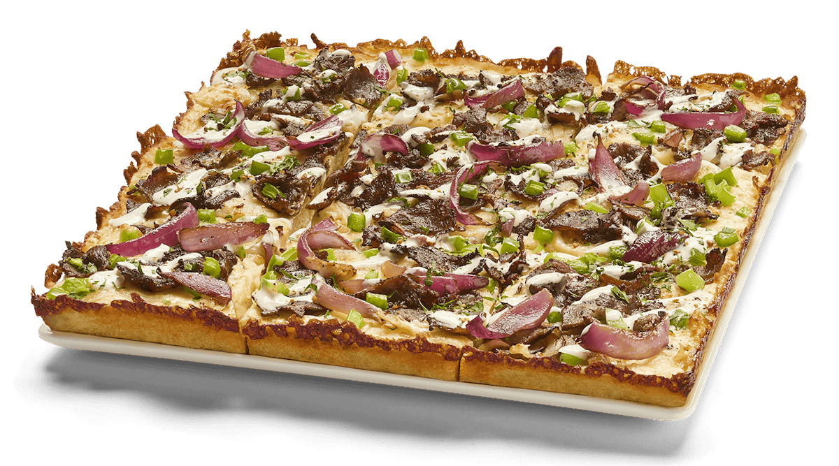 Philly Cheesesteak Squarefooter Pizza