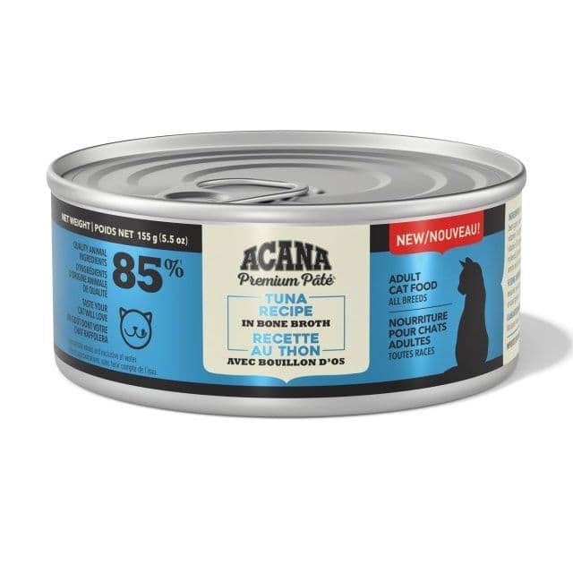 Acana Premium Pate Wet Cat Food in Bone Broth Tuna + Chicken Recipe 155g Can)