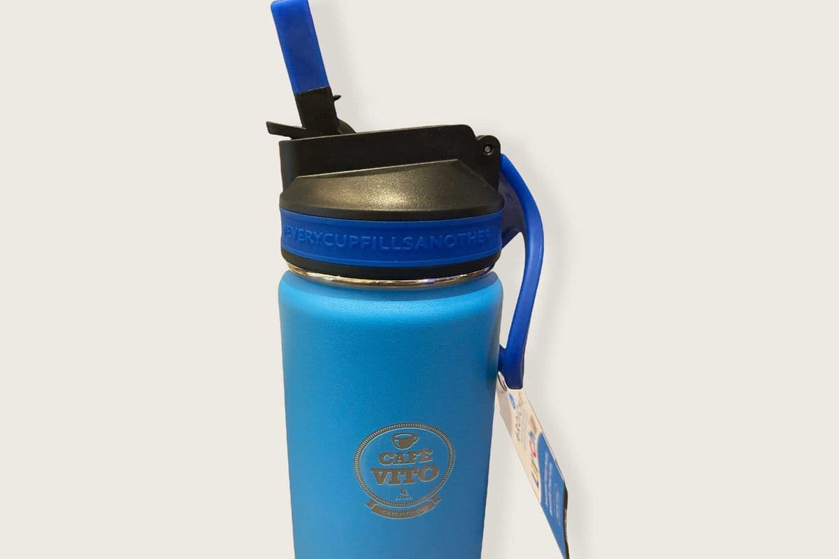 Bouteille d’eau pour enfants: Lil Chill 12 fl. oz Bleu / Kids Water Bottle: Lil Chill 12 fl. oz - Logo Cafevito Blue