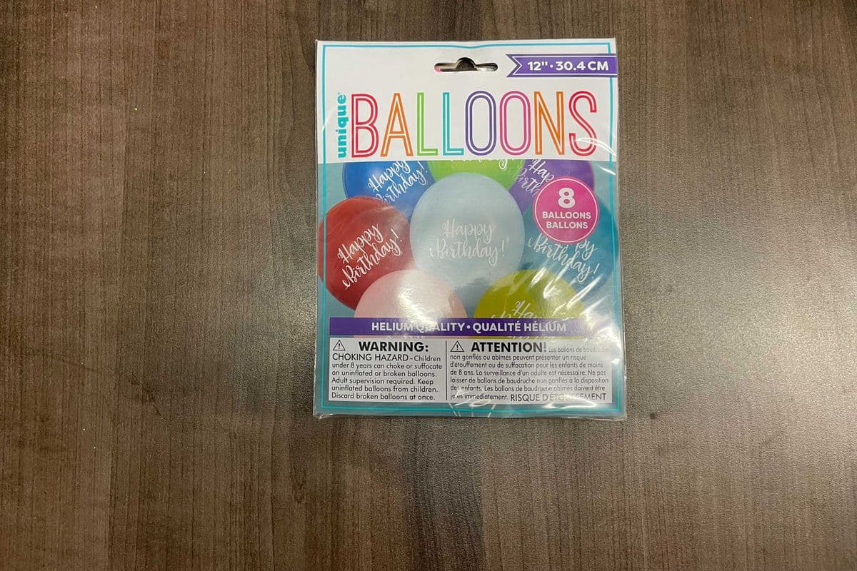 Balloon Latex Script Bday 8pk (12")