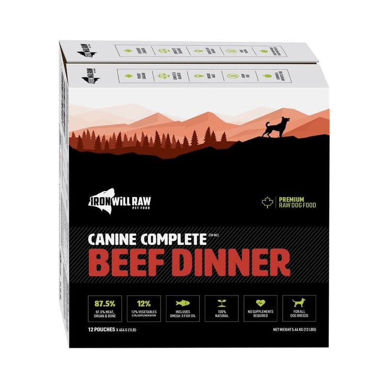 Iron Will Raw Beef Canine Complete Dinner 12 x 1 lb