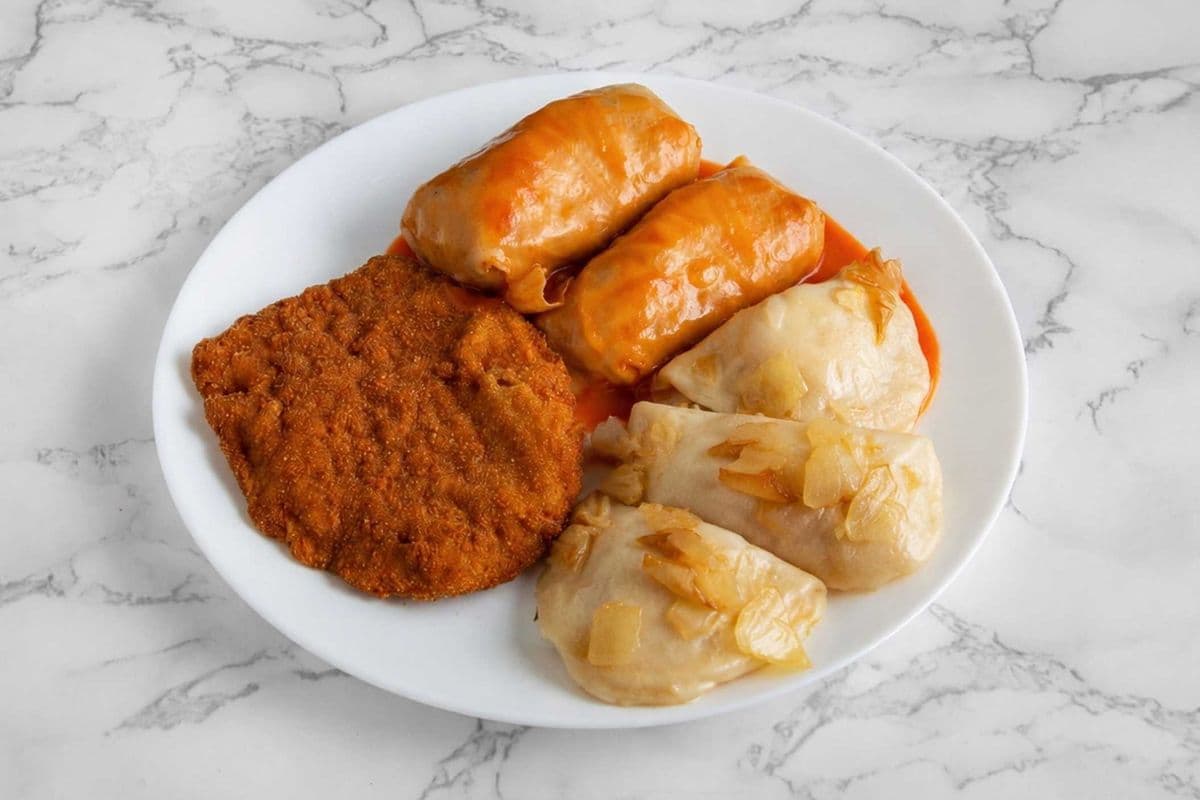 #5C 1 Schnitzel, 2 Cabbage Rolls & 3 Perogies