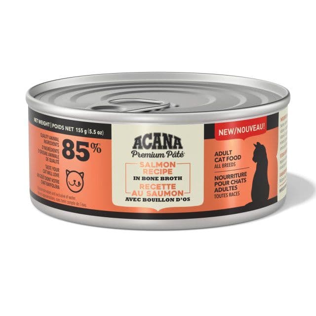 Acana Premium Pate Wet Cat Food in Bone Broth Salmon + Chicken Recipe 155g Can