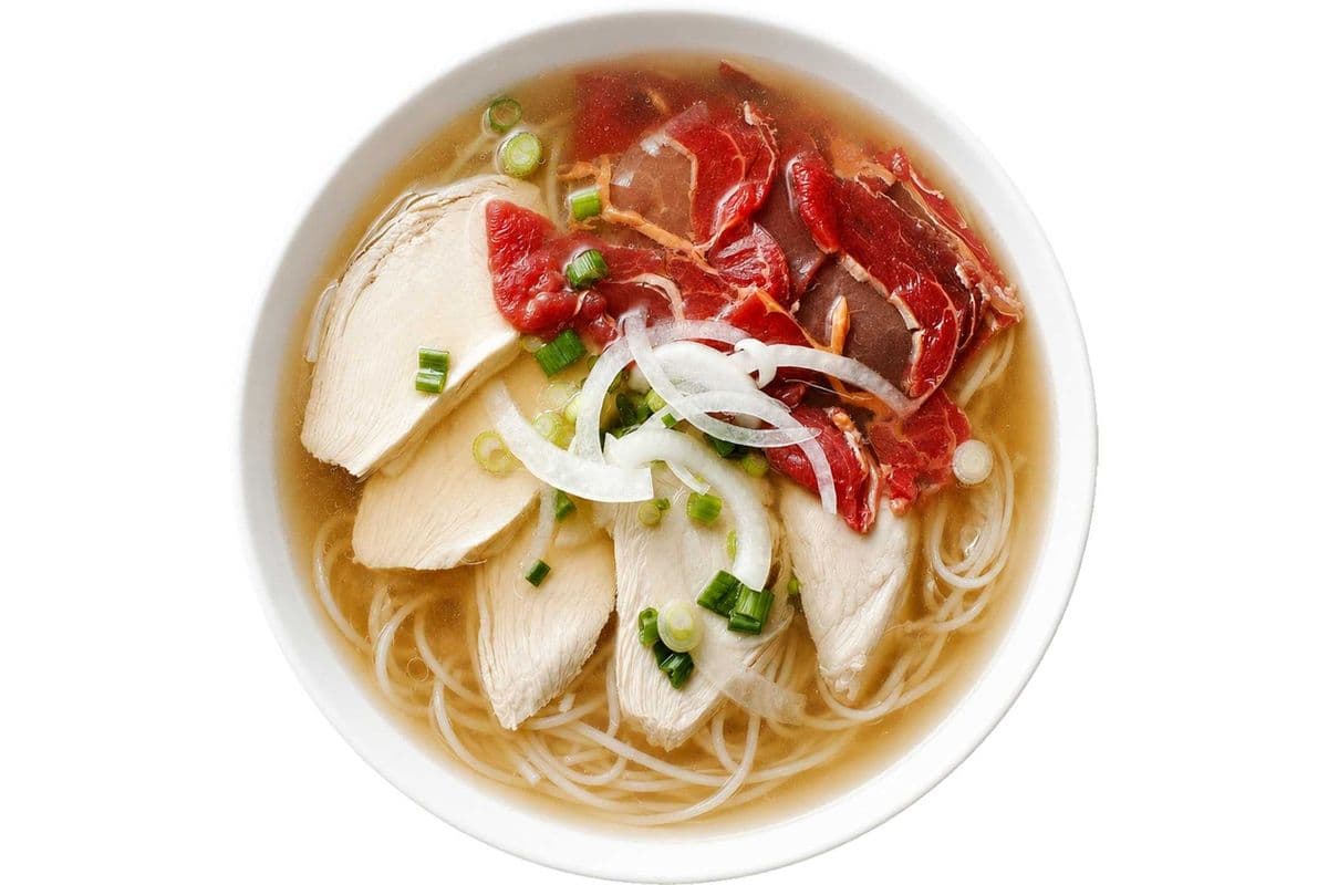 16. Chicken and Raw Beef Noodle Soup