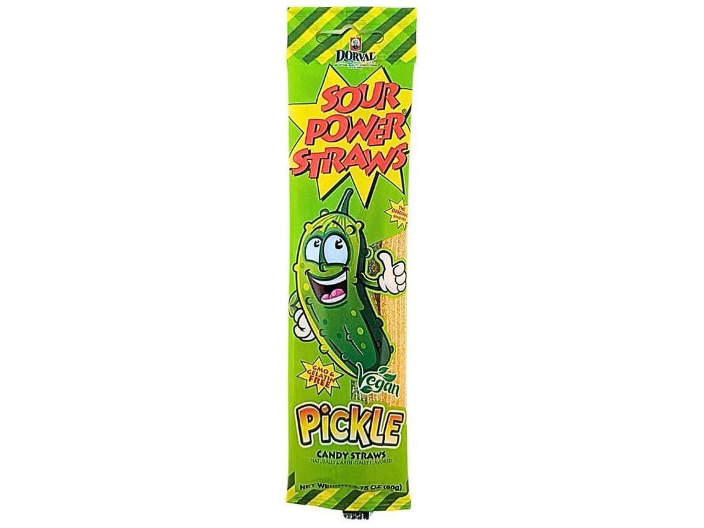 Sour Power Pickle Gummy Straws 49g Candy