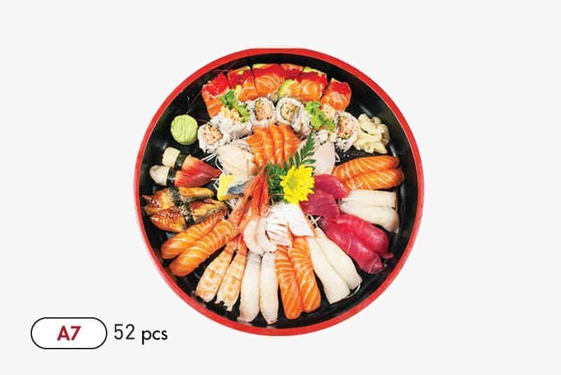 T7 Assorted Sashimi, Sushi, Rolls (52 pcs)