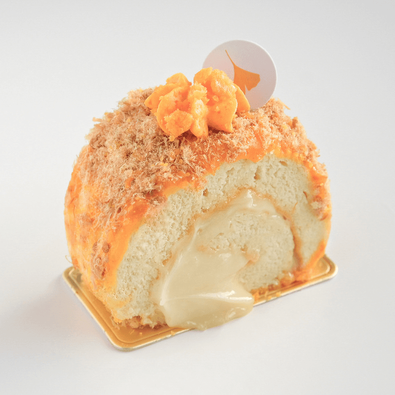 Salted Egg Roll Cake Slice