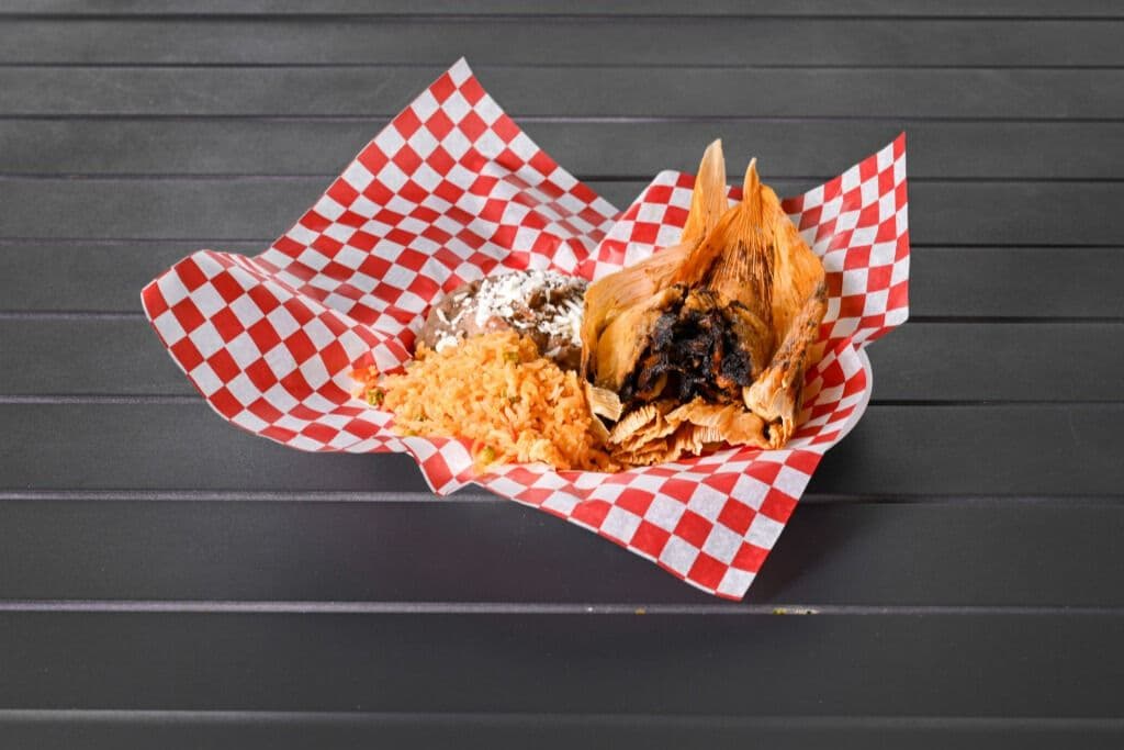 Tamal (1 pc) with Rice and Beans