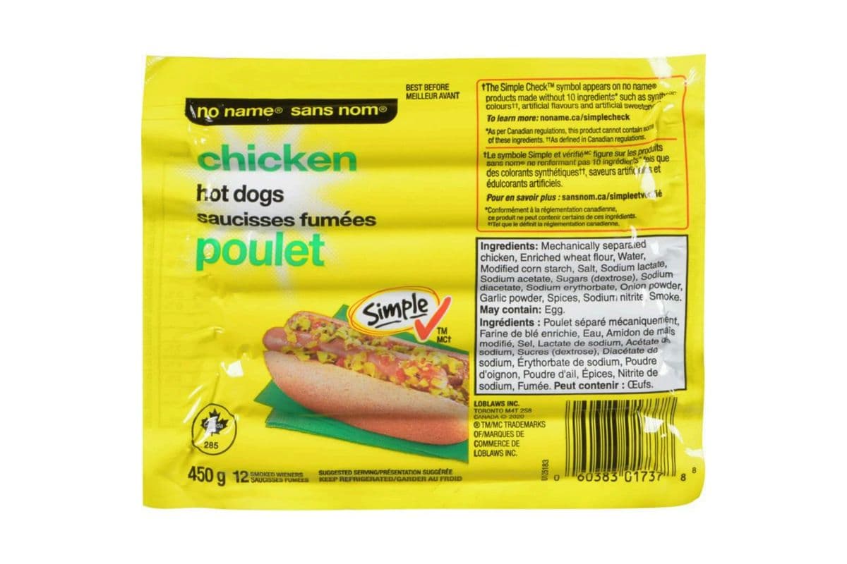 No Name Chicken Hot Dogs (450g)